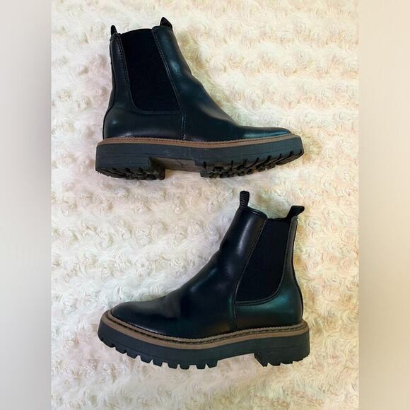 Sam Edelman Kids Leather Laguna Chelsea Boot Lug Sole Black Leather 1 - Picture 1 of 7